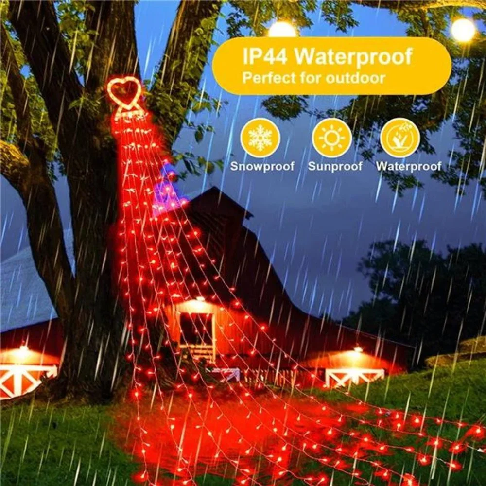 Out/Indoor Valentines Day Decor Lights,300 LED 8 Modes 29V Plug in Window Lights